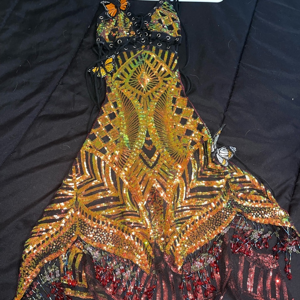 STUNNING custom sequin butterfly fairy rave/concert/festival/Halloween dress!!